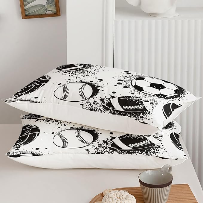 Axolotl Ball Sports Comforter Set Full,Football Soccer Bedding Set,Football Baseball Game Comforter Set,Baseball Comforter Set,Hip Hop Graffiti Artwork Bedding for Boys Kids Men,1 Quilt 2 Pillowcases - LeafyLoom