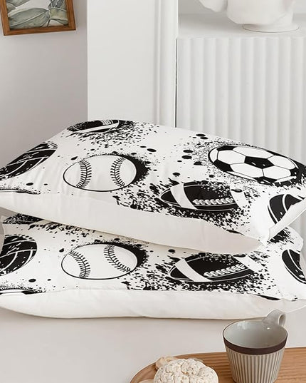 Axolotl Ball Sports Comforter Set Twin,Football Soccer Bedding Set,Football Baseball Game Comforter Set,Baseball Bedding Set,Hip Hop Graffiti Artwork Bedding for Boys Kids Men,1 Quilt 2 Pillowcases - LeafyLoom