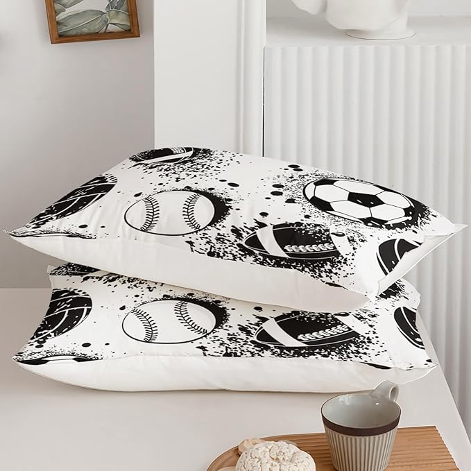 Axolotl Ball Sports Comforter Set Queen,Football Soccer Bedding Set,Football Baseball Game Comforter Set,Baseball Comforter Set,Hip Hop Graffiti Artwork Bedding For Boys Kids Men,1 Quilt 2 Pillowcases - LeafyLoom