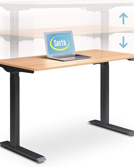 Serta Creativity Electric Height Adjustable Desk, 47" Inch Wood Desktop Sit Stand Table for Office, Work from Home Furniture, Easy to Assemble, Light Brown - LeafyLoom