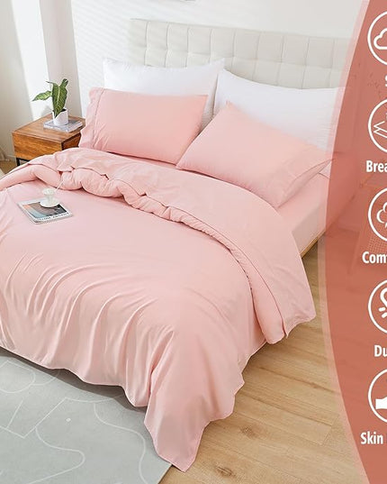 Full Sheet Set - 4 Piece Soft Breathable Bed Sheets for Full Size Bed, Extra Deep Pocket Lxuury Brushed Sheets, Cooling Hotel Bedding Sheets and Pillowcases, Wrinkle Free Oeko-Tex Sheets - LeafyLoom