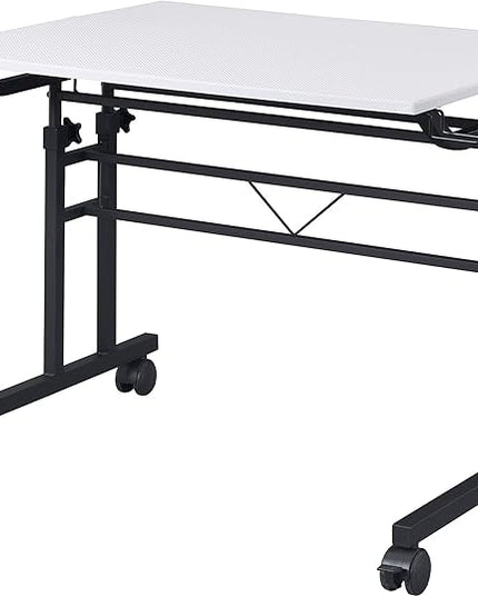 NicBex Laik-DW-00049-DX Desks, 35.25" W x 25" D x 28" H, White+Black - LeafyLoom