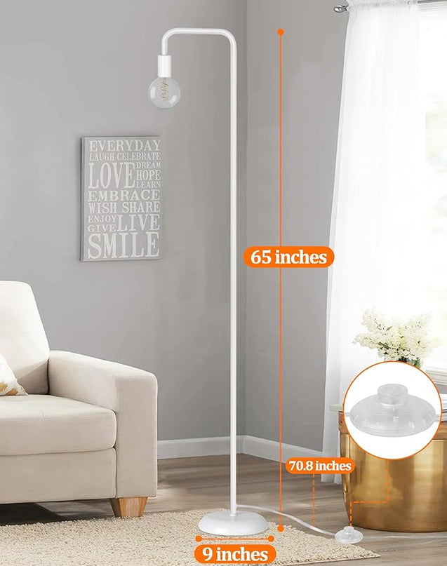 QiMH Industrial Floor Lamp for Living Room, Farmhouse Metal Standing Lamp, Modern Tall Lamp Light for Bedroom Office Minimalist Home Decor(E26 Socket, Foot Switch), White - LeafyLoom