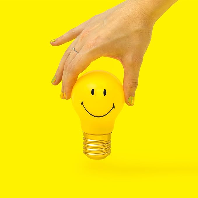 Suck UK | Smiley Face Lamp | Cordless Table Lamp Led Light Bulb | Smiley Face Light & Smiley Face Decor | Kids Night Light | USB Rechargeable Lamp | Cool Room Decor & Kids Room Decor | Cordless Lamps - LeafyLoom