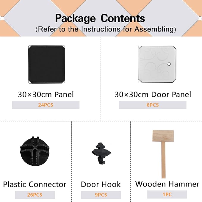 C&AHOME Cube Storage Organizer with Doors, 6-Cube Shelves, Closet Cabinet, DIY Plastic Modular Bookshelf Ideal for Bedroom, Living Room, 36.6”L x 12.4”W x 36.6”H Black SHS3006B-DOOR - LeafyLoom