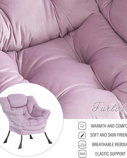 Lazy Chair with Ottoman, Modern Chair with Folding Footrest, Lounge Accent Chair, Comfortable Reading Chair (Light Purple) - LeafyLoom