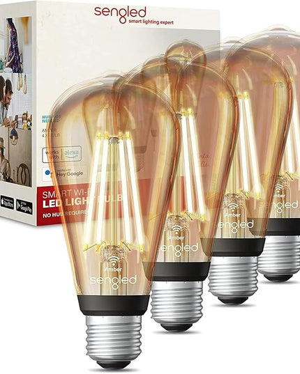 Sengled Smart Light Bulbs, Retro WiFi Light Bulbs, Vintage Filament Led light Bulbs, Smart Edison Bulbs That Work with Alexa & Google, ST19 Led Bulb 60 Watt Equivalent, 2000K E26 No Hub Required,4Pack Sengled