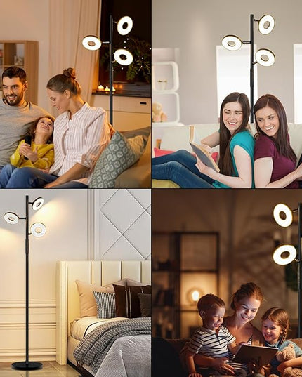 Floor Lamp, Modern Dimmable Standing Floor Lamp with Remote & Touch Control, 2700K-6500K, 3 Rotatable LED Floor Lamps for Living Room, Tall Floor Lamp for Bedroom, Office - LeafyLoom