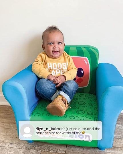 Delta Children Colorful Kids Upholstered Chair, One Size, Cocomelon - LeafyLoom