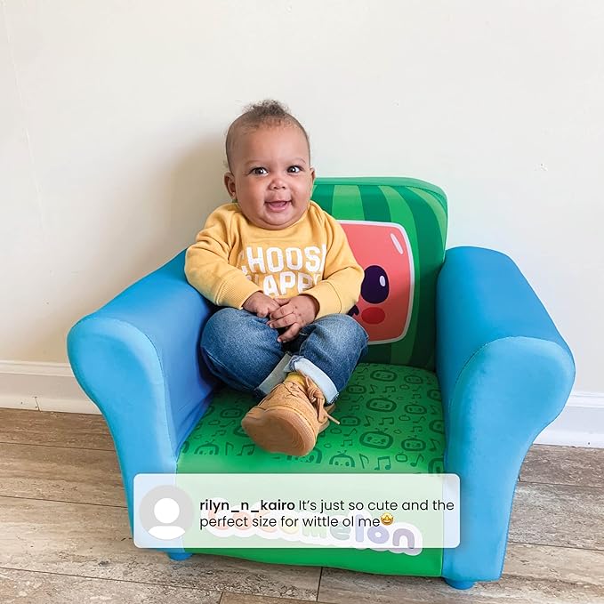 Delta Children Colorful Kids Upholstered Chair, One Size, Cocomelon - LeafyLoom