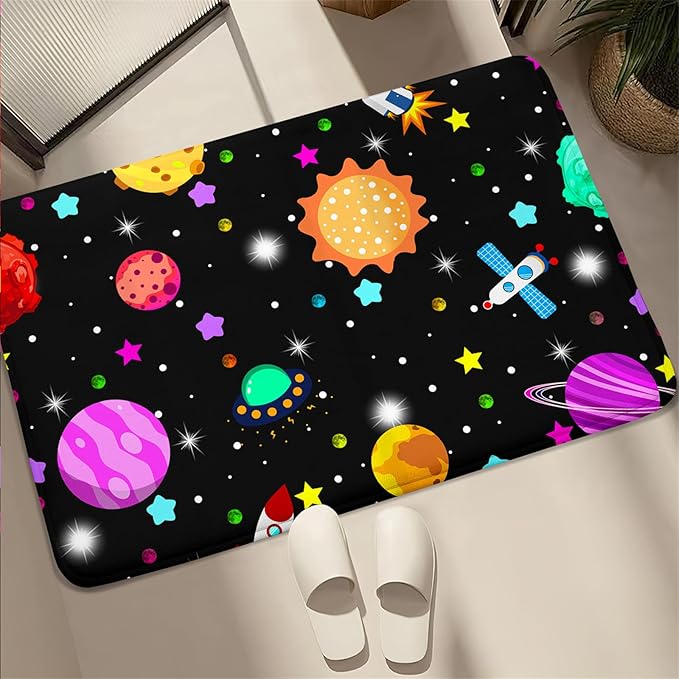 Space Rug - Space Rug for Boys Room Solar System Rug Planet Carpet for Kids Outer Space Area Rug Bedroom Boys Kids Rugs for Playroom Galaxy Rugs for Boys Bedroom,Black,2'×3' - LeafyLoom