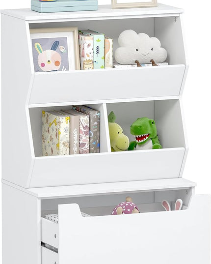 UTEX Kids Toy Storage Organizer, Bookshelf for Kids and Bookcase with Drawer, Children Open Storage Cubby for Kids Room Playroom Nursery White - LeafyLoom