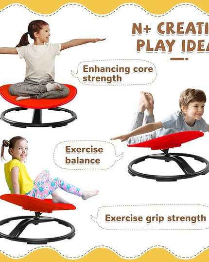 Zhenx Spinning Chair for Kids, Autism Kids Swivel Chair, Kids Sensory Chair, Spinning Chair for Autistic Kids & ADHD Children, Sit and Spin Training Body Coordination(Red) - LeafyLoom