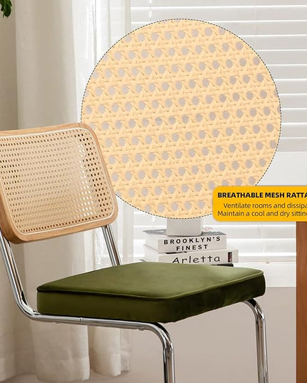 Dining Chairs Set of 2, Velvet Rattan Side Accent Chairs with Chrome Legs, Modern Mid Century Breuer Designed Chairs, Upholstered Dining Living Room Kitchen Chairs (Olive Green-2pcs) - LeafyLoom