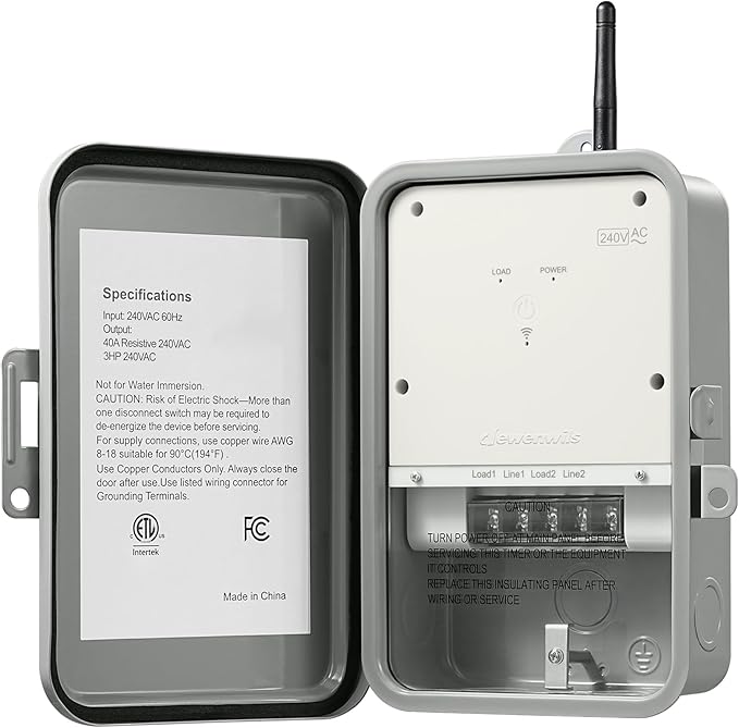 DEWENWILS Pool Pump Timer, Outdoor Smart WiFi Box, Heavy Duty 40A 240VAC 3HP Wireless Controller Timer for Pool, Water Heater, Compatible with Smart Phone, Alexa, Google Assistant, ETL Listed DEWENWILS