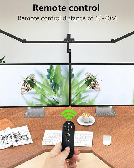3000 Lumen Ultra Bright Architect Desk Lamp with Clamp, 36W Tall Overhead Led Desk Light for Home Office, 47Inch Long Dimmable Computer Monitor Light Bar with Remote for Table Desktop Drafting - LeafyLoom