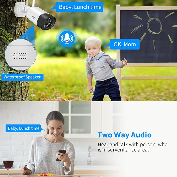 【Wireless Pro,Plug & Play】 Hiseeu 2.5K 5MP WiFi Security Camera System Outdoor,Expandable 16CH 8MP NVR, 1TB HDD,Spotlight,2 Way Audio, IP66 Waterproof, Motion Alert, DC Power Plug-in, 24/7 Recording Hiseeu