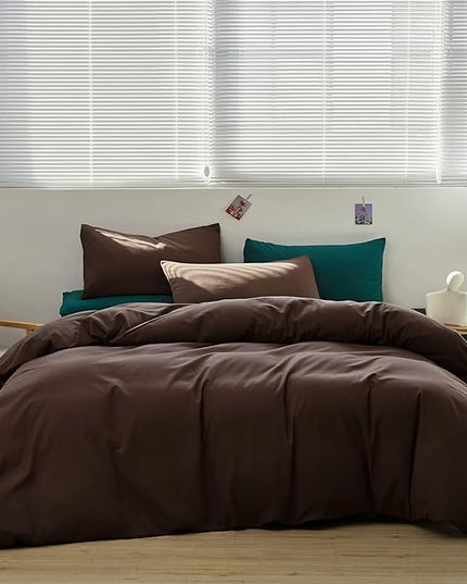 Chestnut Brown Comforter Set Full Coffee Color Bedding Set 3 Pieces Solid Brown Color All Season Blanket Set Women Coffee Color Lightweight Comforter Set Full - LeafyLoom
