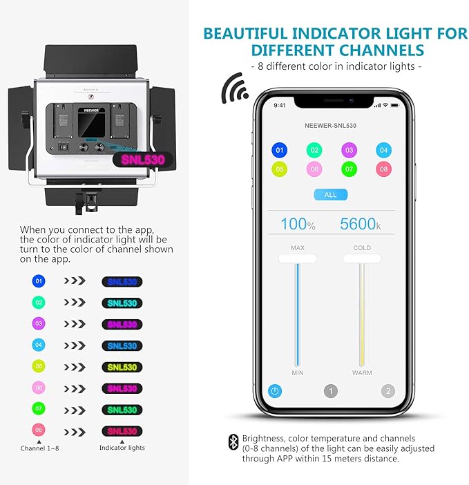 Neewer 2-Pack 530 LED Video Lighting Kit with APP Control, Dimmable Bi-Color 3200K~5600K Video Light with U Bracket, Barndoor, Stand and Bag for Photography/YouTube/Live Streaming/Zoom Meeting Neewer
