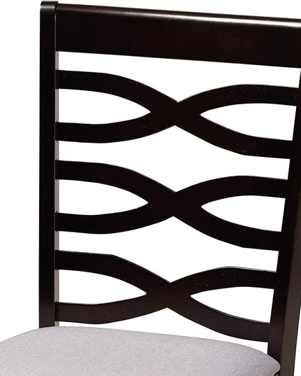 Baxton Studio Mila Modern and Contemporary Grey Fabric Upholstered and Dark Brown Finished Wood 7-Piece Dining Set - LeafyLoom