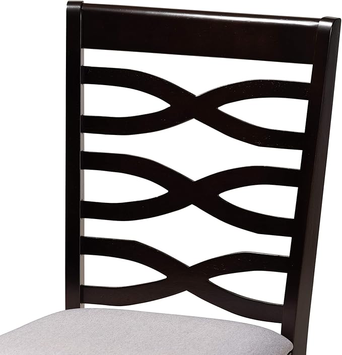 Baxton Studio Mila Modern and Contemporary Grey Fabric Upholstered and Dark Brown Finished Wood 7-Piece Dining Set - LeafyLoom