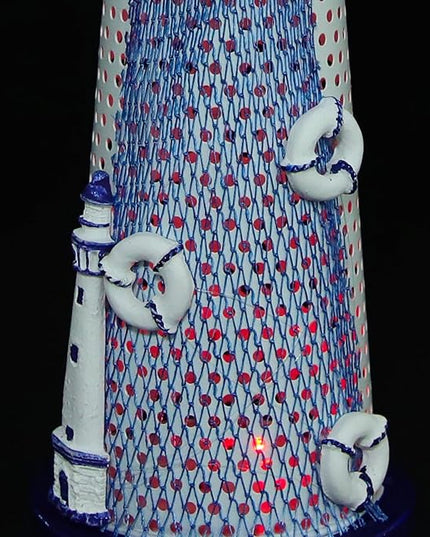 Lighthouse Ornament with Led Light Night Light Nautical Themed Lighthouse Tabletop Summer Ocean Party Decor - LeafyLoom