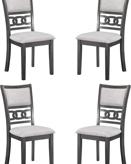 New Classic Furniture Gia Dining Chair (Set of Four), Light Gray Fabric Upholstered Seat & Back Rest, Gray - LeafyLoom