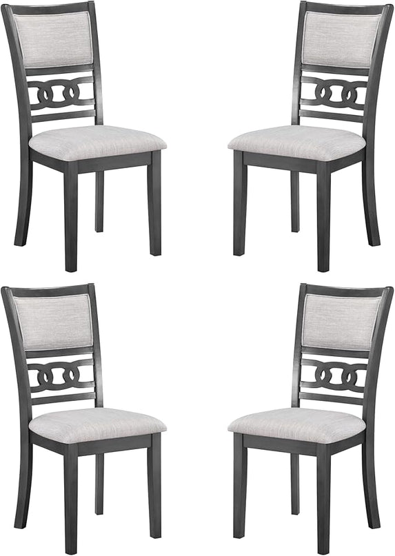 New Classic Furniture Gia Dining Chair (Set of Four), Light Gray Fabric Upholstered Seat & Back Rest, Gray - LeafyLoom