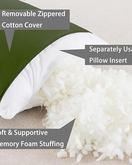 WhatsBedding Memory Foam Body Pillow with Breathable Zippered Cotton Cover, Full Body Pillow for Adults, Long Pillow for Sleeping, Firm Body Pillow Fluffy Supportive, Forest Green - LeafyLoom