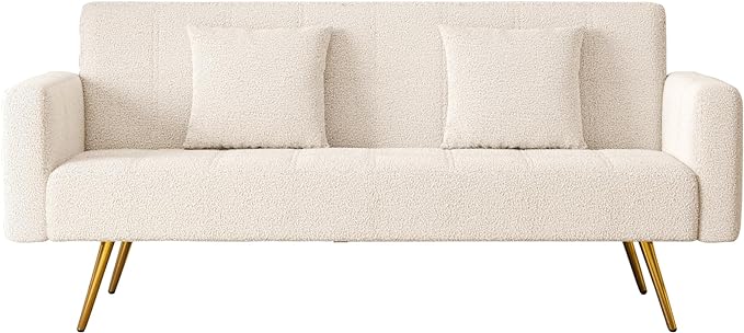 NicBex Sectional Couch Sofa with Folding Function Modern Sofa Bed Cloud Couch for Living Room Furniture Sets with Pillows and Metal Legs, Modular Sofa for Living Room, Bedroom, Apartment,71.7"L, White - LeafyLoom