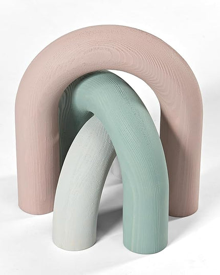 3Pcs wooden arch Decor Accents -Modern bohemian Minimalist Neutral home office Coffee table bookshelf living Room Entryway japandi Decorations Objects - LeafyLoom