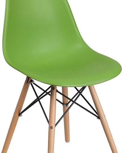 Flash Furniture 2 Pack Elon Series Green Plastic Chair with Wooden Legs - LeafyLoom