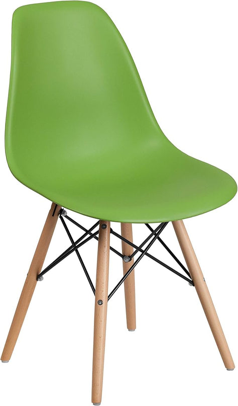 Flash Furniture 2 Pack Elon Series Green Plastic Chair with Wooden Legs - LeafyLoom