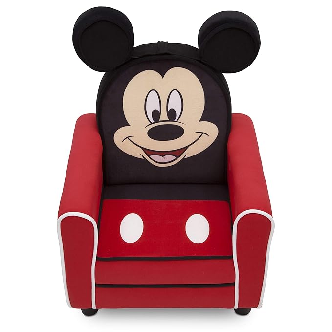 Delta Children Figural Upholstered Kids Chair, Wood ,Disney Mickey Mouse - LeafyLoom