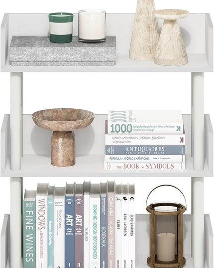 Furinno Turn-N-Tube 3-Tier Freestanding Multipurposes Display Rack, Bookshelf, White/White - LeafyLoom