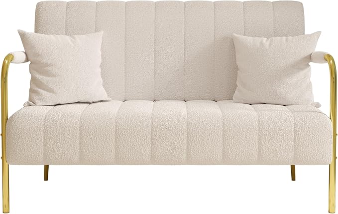 NicBex Sectional Couch Sofa with 2 Pillows Modern Cloud Couch for Living Room Furniture Sets with Metal Legs and Sponge Filled, Modular Sofa for Living Room, Bedroom, Apartment, 58.66" L, White - LeafyLoom