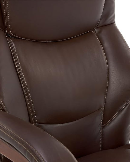 La-Z-Boy Delano Big & Tall Executive Office Chair, High Back Ergonomic Lumbar Support, Bonded Leather, Brown - LeafyLoom