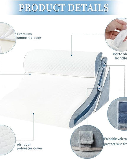 Bed Wedge Pillow for Sleeping 3PCS, 20-in-1 Adjustable Memory Foam Wedge Pillow for Acid Reflux, 3-in-1 Incline Wedge Pillow for After Surgery, Snoring, Back Pain(White) - LeafyLoom