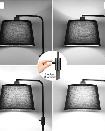 【Upgraded】 Dimmable Floor Lamp, 1000 Lumens LED Edison Bulb Included, Arc Floor Lamps for Living Room Modern Standing Lamp with Black Shade, Tall Lamps for Living Room Bedroom Office Dining Room - LeafyLoom