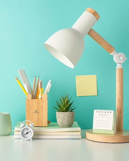 himmel Table Lamp, Adjustable Wooden Table Lamp, Children's Desk Lamp for Bedroom, Living Room, E27 Base Reading Next Lamp - LeafyLoom