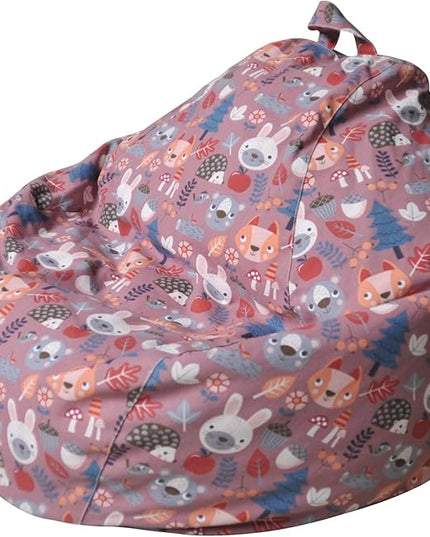 YuppieLife Stuffed Animal Storage Bean Bag Chairs Canvas Cover for Kids(No Filling)/Machine Washable and Durable Toddler Bean Bag Sofa Cover for Room Decor (Forest, 27'') - LeafyLoom