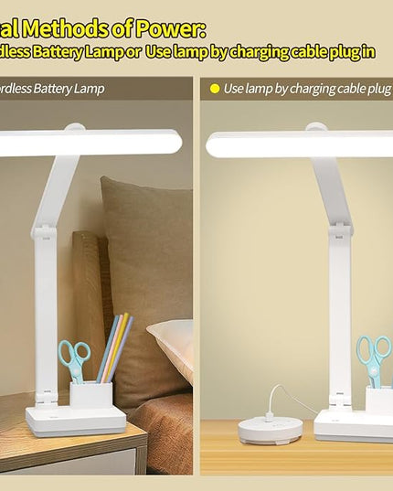 Cordless Desk Table Lamp Reading Light Rechargeable Battery 4000mah, Tall & Large Light 50 LED,Touch 3 Modes,2 Ways Power,Dimmable, Bedroom Bedside Lamp,20 Inch - LeafyLoom