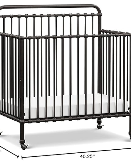 NAMESAKE Winston 4-in-1 Convertible Mini Metal Crib in Vintage Iron, Greenguard Gold Certified - LeafyLoom