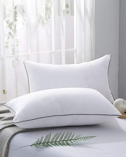 JOLLYVOGUE Pillows Queen Size Set of 2 for Sleeping, Soft and Supportive Bed Pillow for Side and Back Sleeper, Down Alternative Hotel Collection Sleeping Pillows 2 Pack -30x20 Inches - LeafyLoom