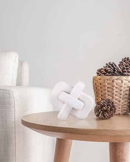 White Wooden Knot Bohemian Decoration Hand-Carved Knot Autumn Winter White Home Decor Suitable for Coffee Table Bedroom Living Room Minimalist Decoration（White） - LeafyLoom