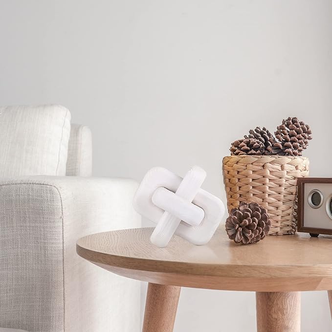 White Wooden Knot Bohemian Decoration Hand-Carved Knot Autumn Winter White Home Decor Suitable for Coffee Table Bedroom Living Room Minimalist Decoration（White） - LeafyLoom