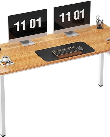 Need AC5BW-140 computer desk, 55 inches, Teak & White - LeafyLoom