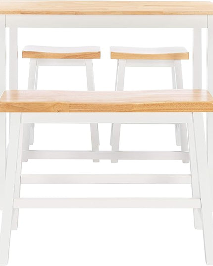 Safavieh Home Collection Ronin Natural and White 4-Piece-Table-Pub-Set - LeafyLoom
