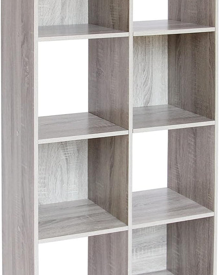 PACHIRA E-Commerce Cubby Storage Organizer, 8 Cube Unit Shelf, Closet Cabinet, DVD Rack Bookshelf File Organizer Rack in Study, each cube 28.5 cm, OAK GREY - LeafyLoom