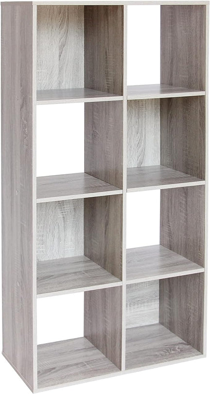 PACHIRA E-Commerce Cubby Storage Organizer, 8 Cube Unit Shelf, Closet Cabinet, DVD Rack Bookshelf File Organizer Rack in Study, each cube 28.5 cm, OAK GREY - LeafyLoom